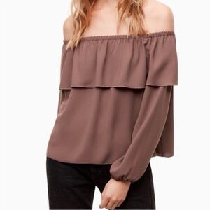 Aritzia Wilfred Mauve Off-Shoulder Blouse